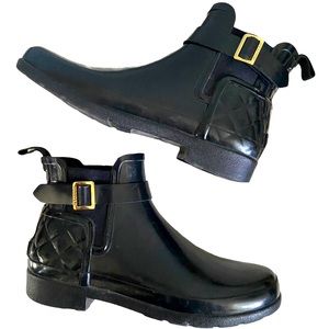 Hunter Original Quilted Gloss Chelsea Boot-Black
